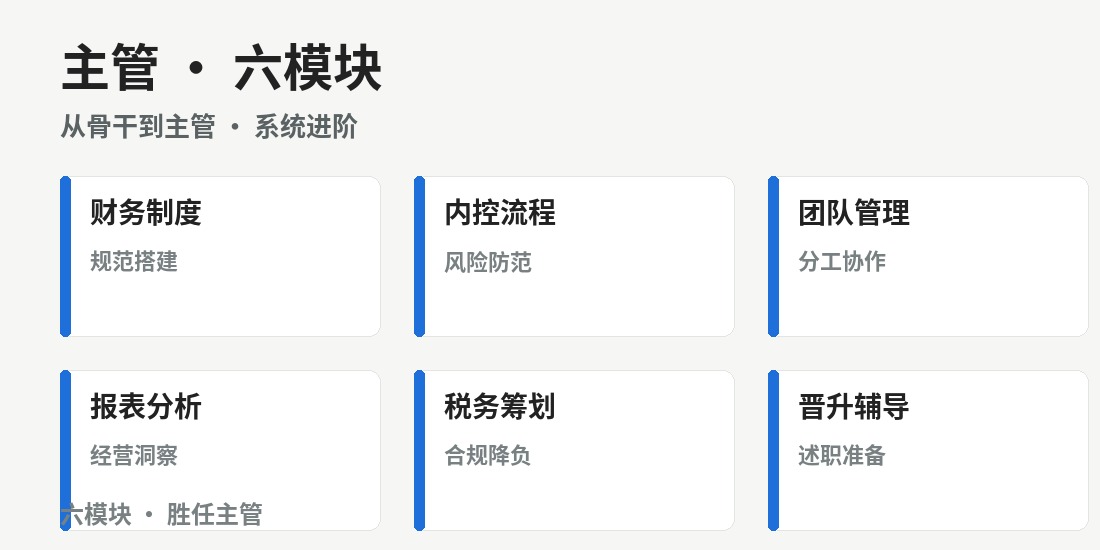 成都主管会计训练营 · 课程要点
